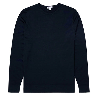 Sunspel Extra-Fine Merino Crew Neck Knit Light Navy - The Sporting Lodge
