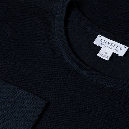 Sunspel Extra-Fine Merino Crew Neck Knit Light Navy - The Sporting Lodge