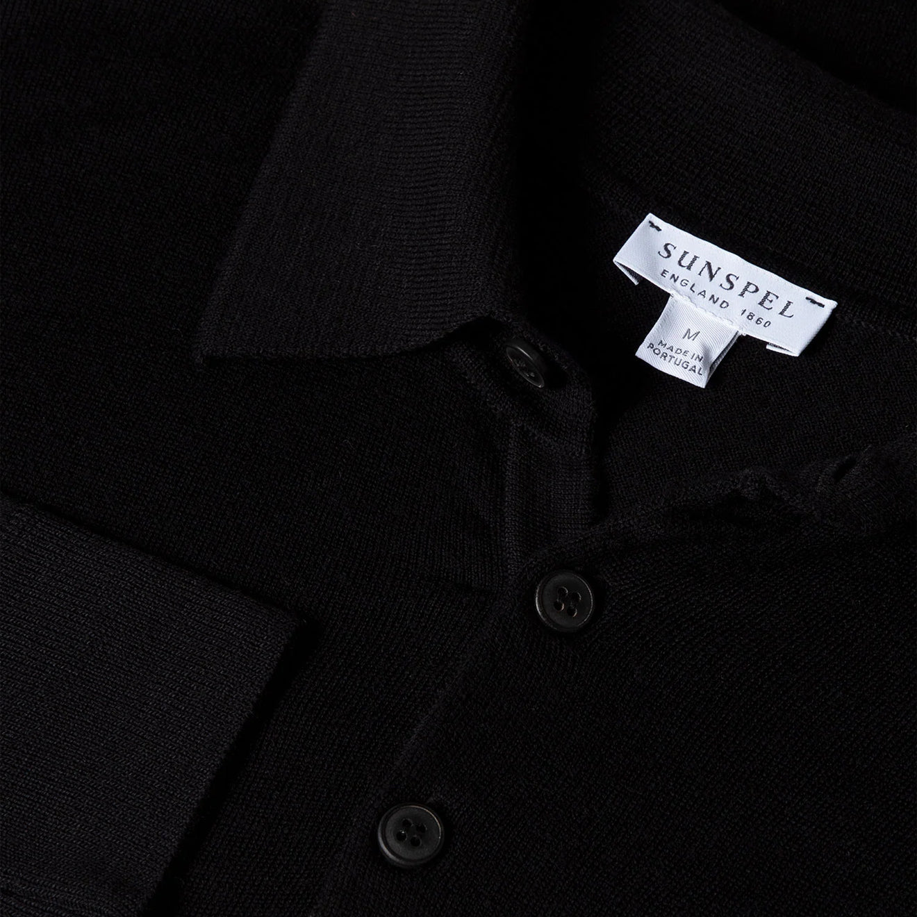 Sunspel Extra-Fine Merino Polo Shirt Black - The Sporting Lodge