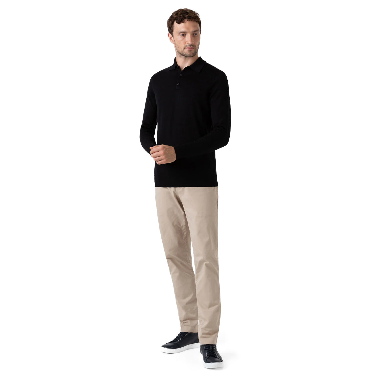 Sunspel Extra-Fine Merino Polo Shirt Black - The Sporting Lodge