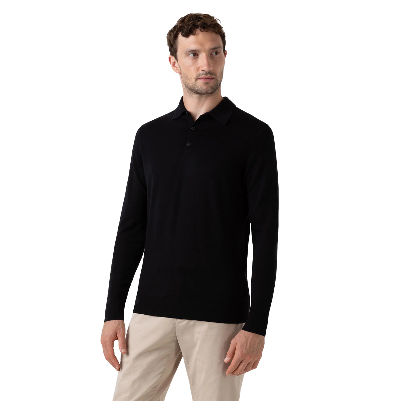 Sunspel Extra-Fine Merino Polo Shirt Black - The Sporting Lodge