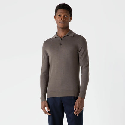Sunspel Extra-Fine Merino Polo Shirt Cedar