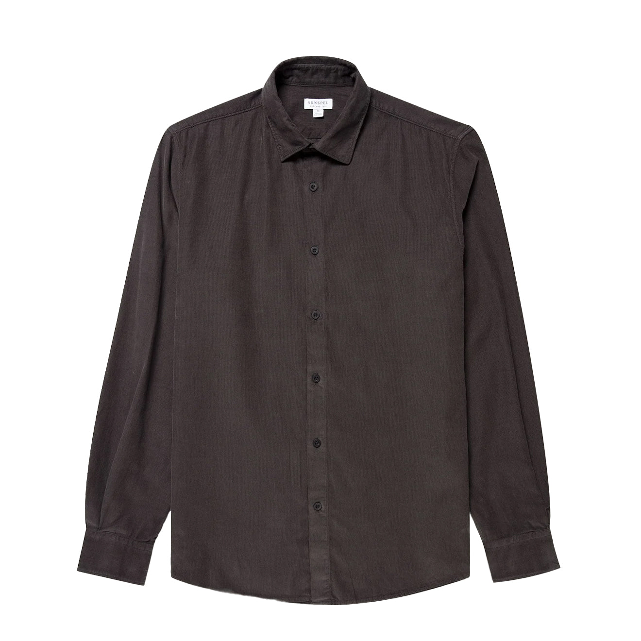 Sunspel Fine Cord Shirt Anthracite