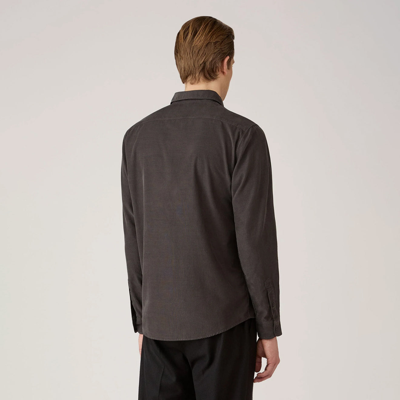 Sunspel Fine Cord Shirt Anthracite