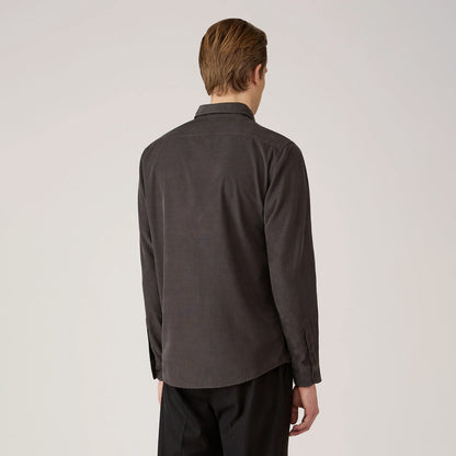 Sunspel Fine Cord Shirt Anthracite