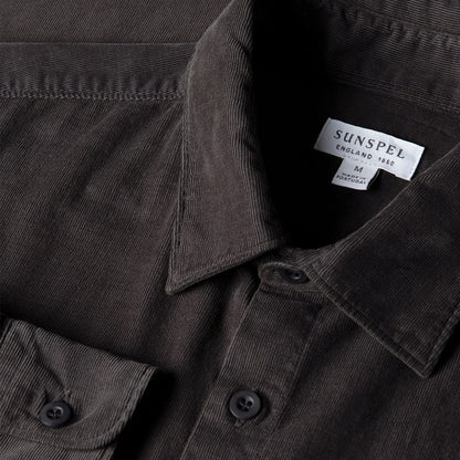 Sunspel Fine Cord Shirt Anthracite