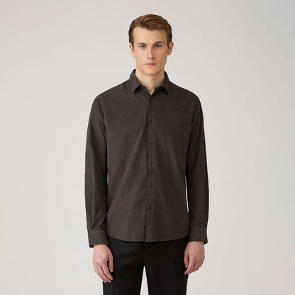 Sunspel Fine Cord Shirt Anthracite