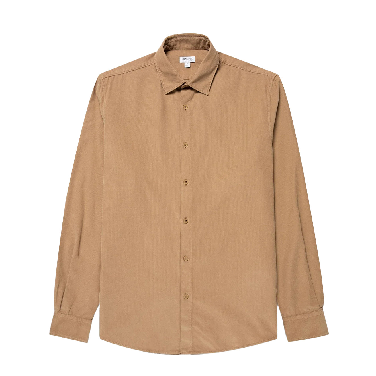 Sunspel Fine Cord Shirt Dark Beige