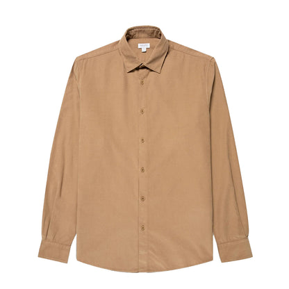 Sunspel Fine Cord Shirt Dark Beige
