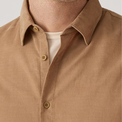 Sunspel Fine Cord Shirt Dark Beige