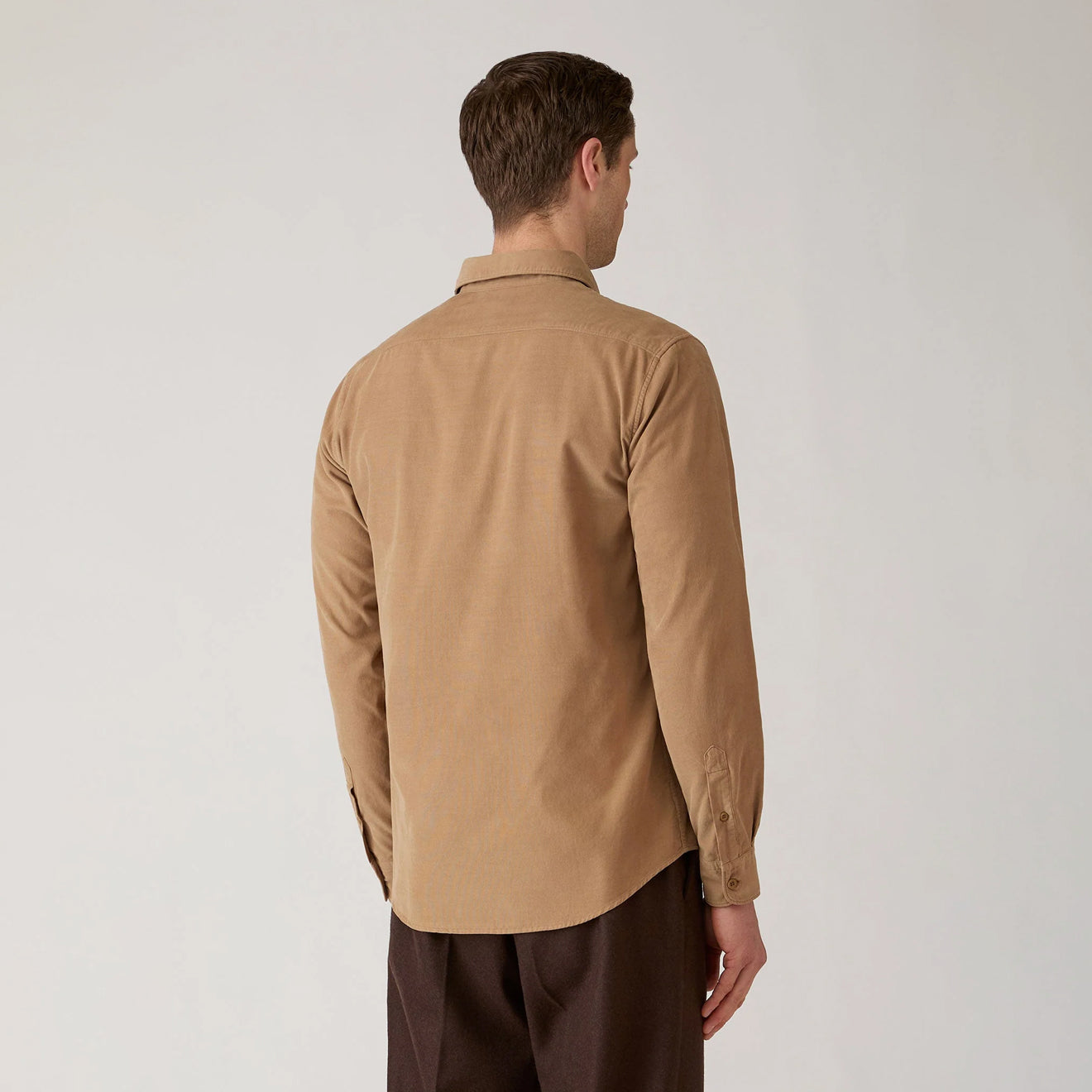 Sunspel Fine Cord Shirt Dark Beige