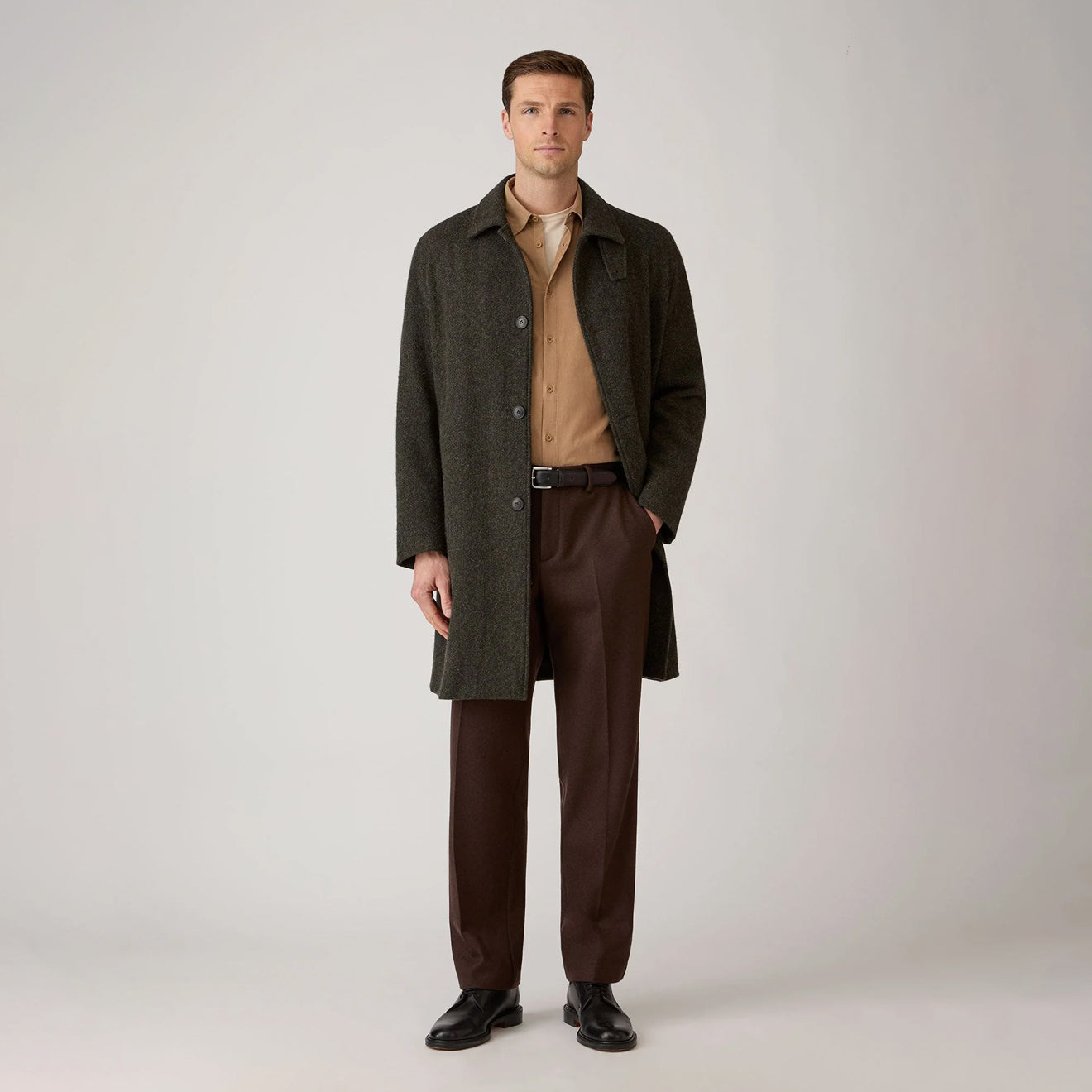 Sunspel Fine Cord Shirt Dark Beige