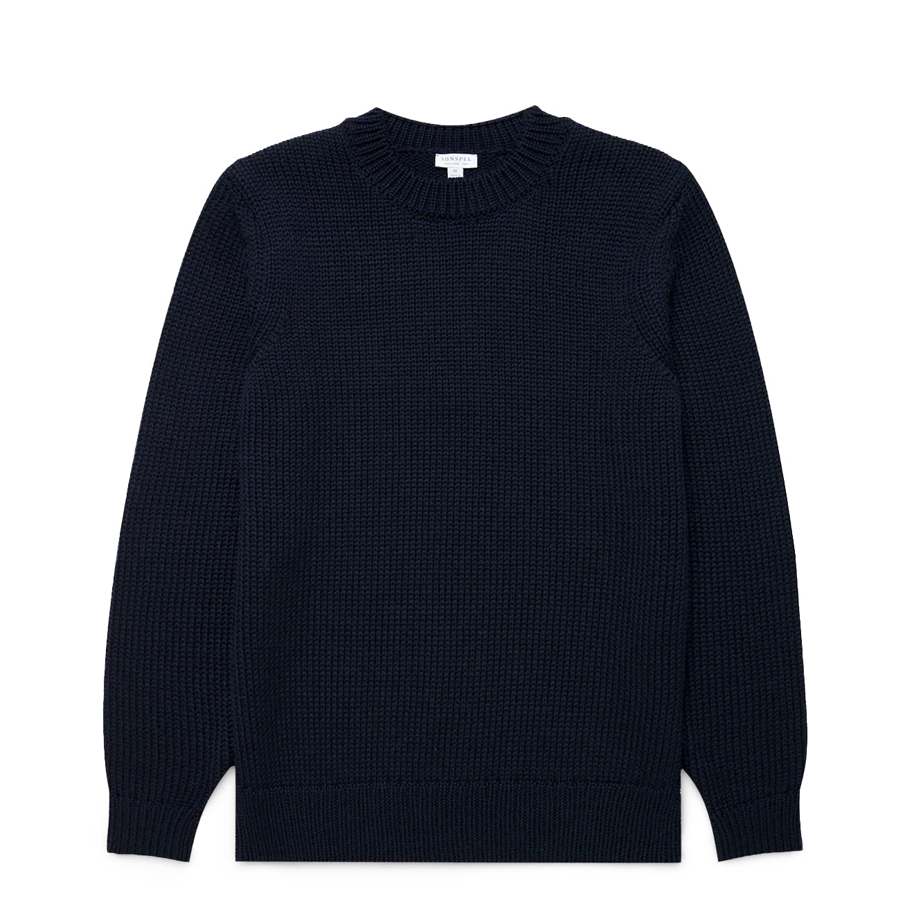 Sunspel Fisherman Mock Neck Jumper Navy - The Sporting Lodge
