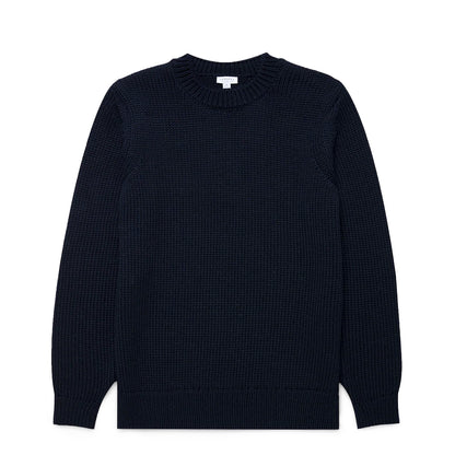 Sunspel Fisherman Mock Neck Jumper Navy - The Sporting Lodge