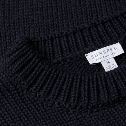 Sunspel Fisherman Mock Neck Jumper Navy