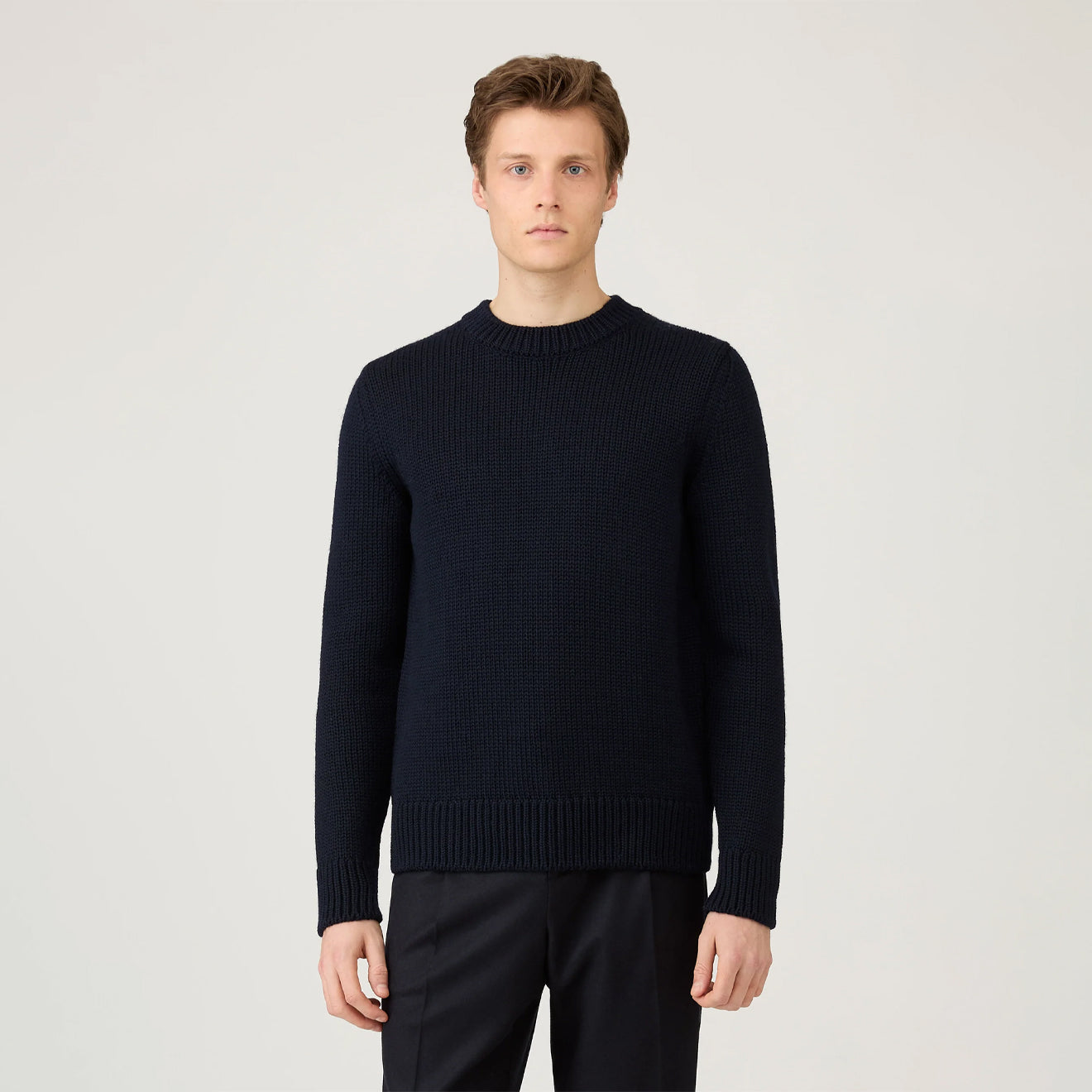 Sunspel Fisherman Mock Neck Jumper Navy
