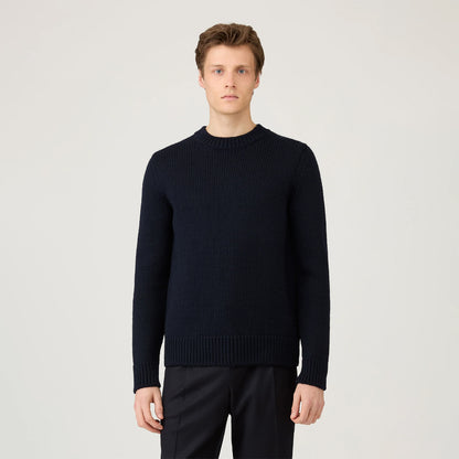 Sunspel Fisherman Mock Neck Jumper Navy