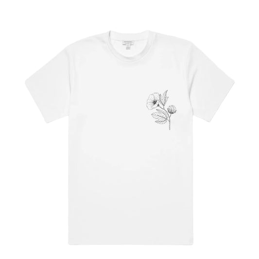 Sunspel Flower Print T-Shirt White