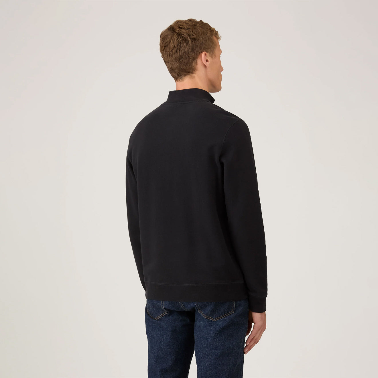 Sunspel Half Zip Sweatshirt Black