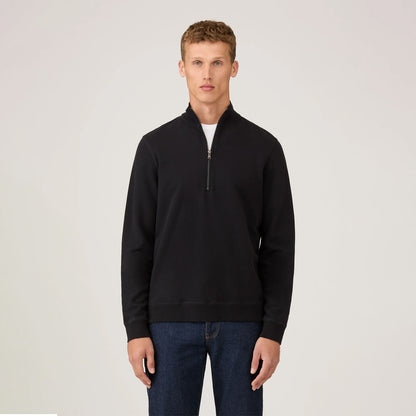 Sunspel Half Zip Sweatshirt Black