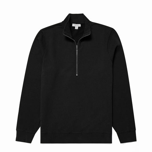 Sunspel Half Zip Sweatshirt Black