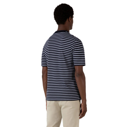 Sunspel Heavy Weight Stripe S/S Crew Tee Navy / White - The Sporting Lodge