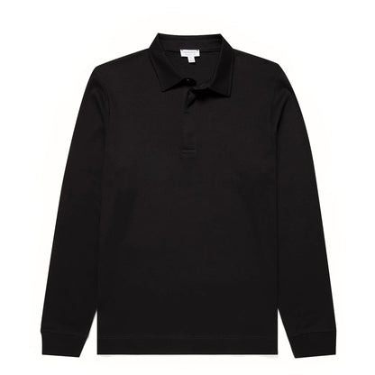 Sunspel Heavyweight L/S Rugby Polo Black