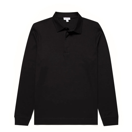 Sunspel Heavyweight L/S Rugby Polo Black