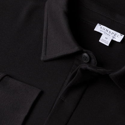 Sunspel Heavyweight L/S Rugby Polo Black