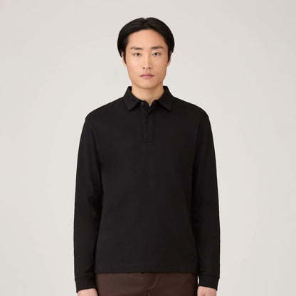 Sunspel Heavyweight L/S Rugby Polo Black