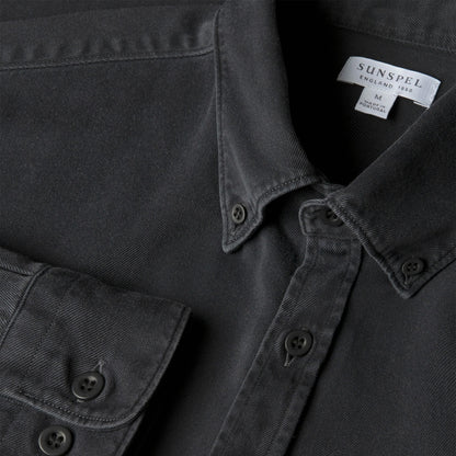Sunspel Indigo Twill Shirt Black Rinse Denim - The Sporting Lodge