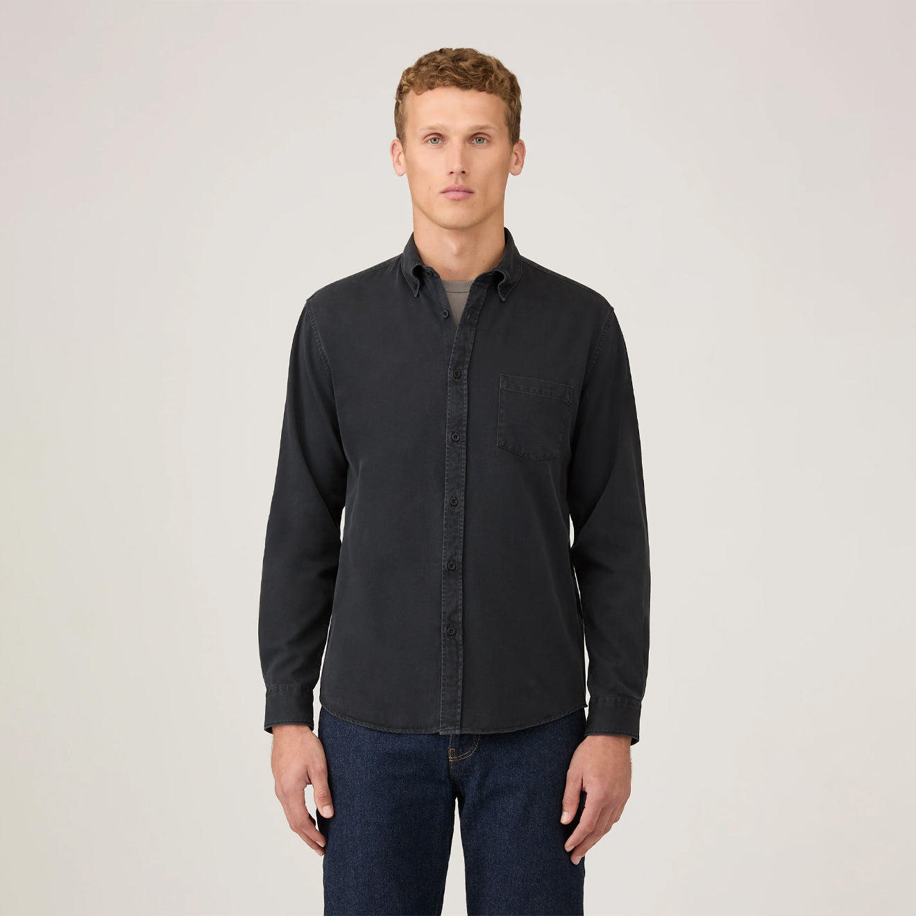 Sunspel Indigo Twill Shirt Black Rinse Denim - The Sporting Lodge