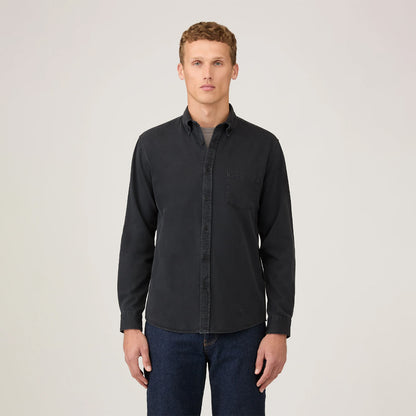 Sunspel Indigo Twill Shirt Black Rinse Denim - The Sporting Lodge