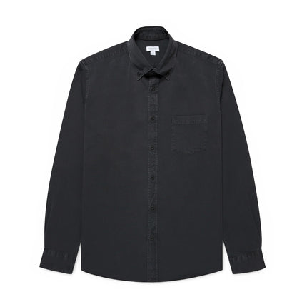 Sunspel Indigo Twill Shirt Black Rinse Denim - The Sporting Lodge