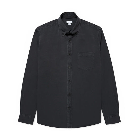 Sunspel Indigo Twill Shirt Black Rinse Denim - The Sporting Lodge