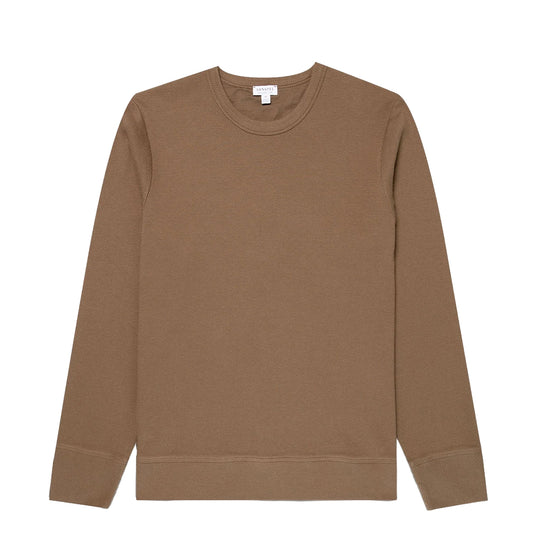Sunspel LS Cellulock Crew Neck Dark Cedar - The Sporting Lodge