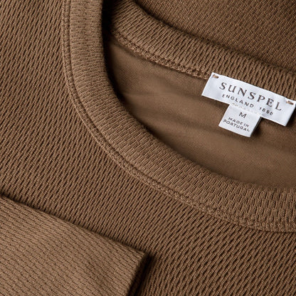 Sunspel LS Cellulock Crew Neck Dark Cedar - The Sporting Lodge