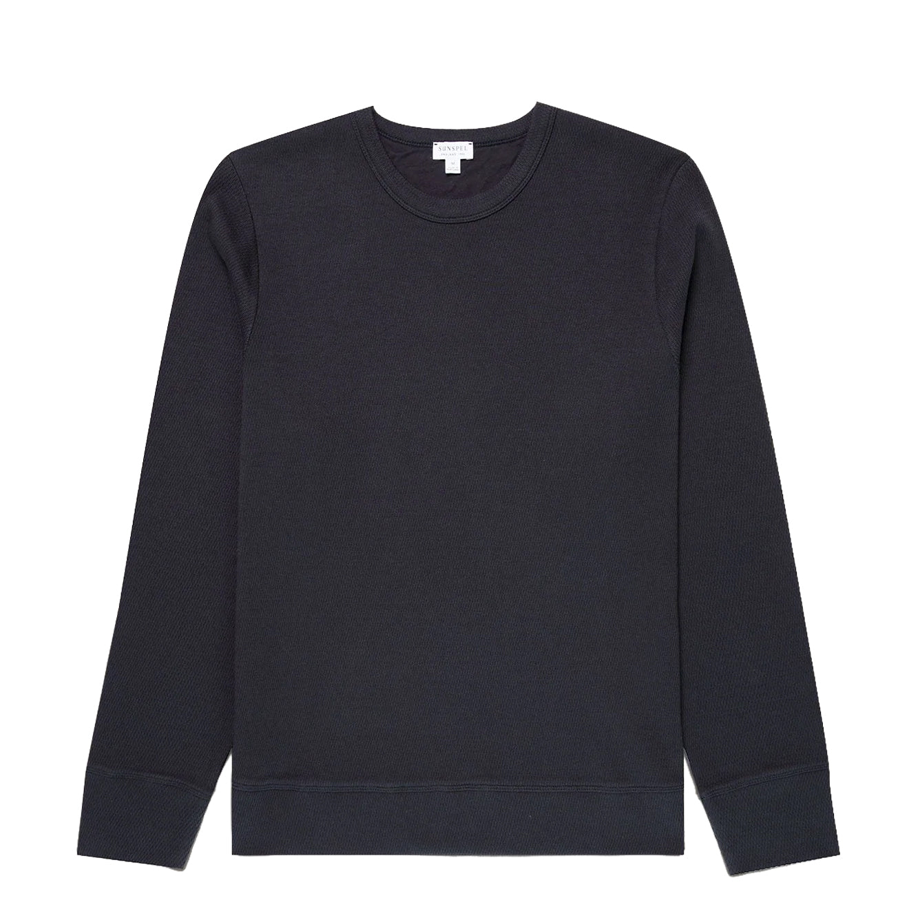 Sunspel LS Cellulock Crew Neck Navy - The Sporting Lodge