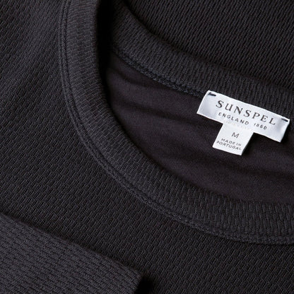 Sunspel LS Cellulock Crew Neck Navy - The Sporting Lodge