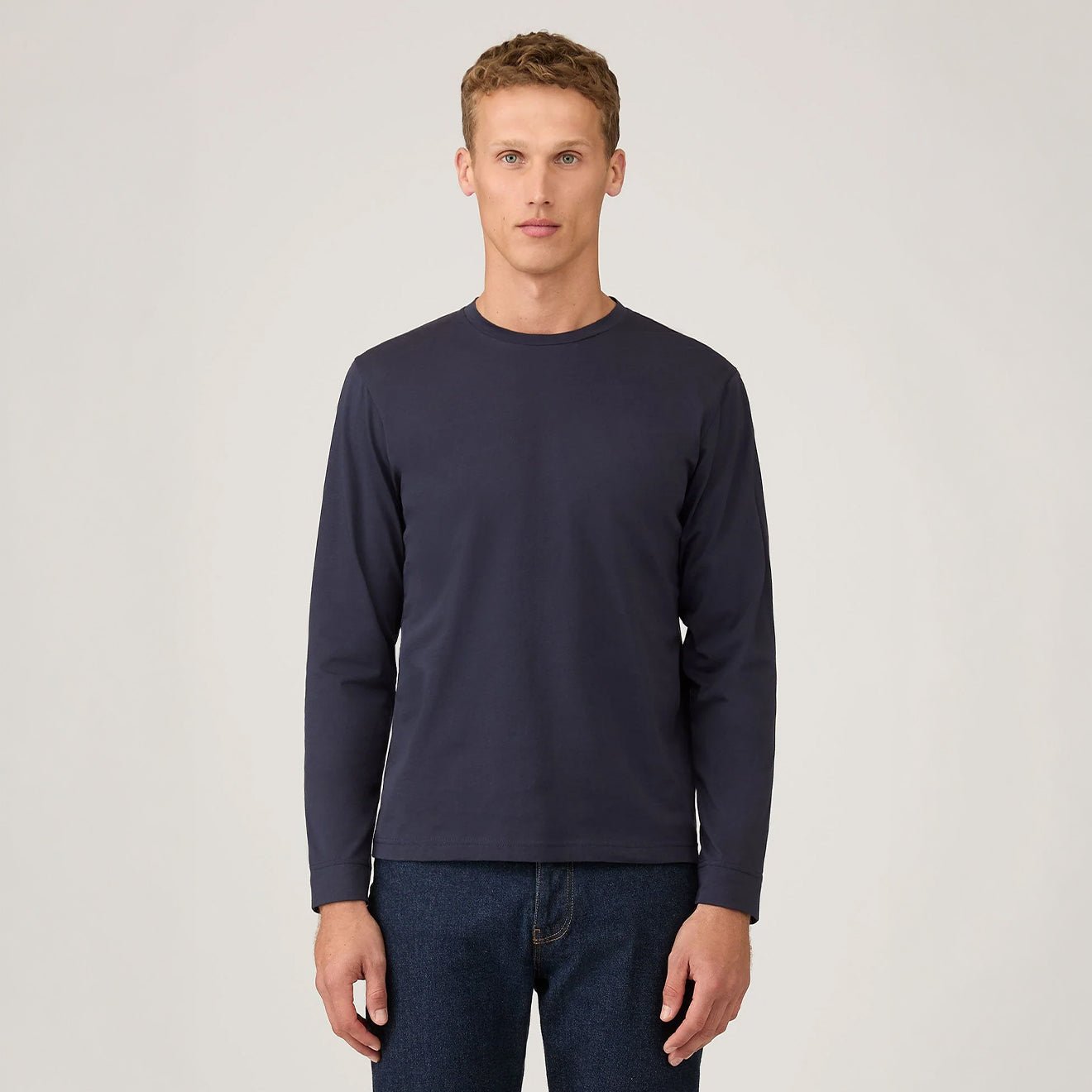 Sunspel LS Riviera T-Shirt Navy - The Sporting Lodge