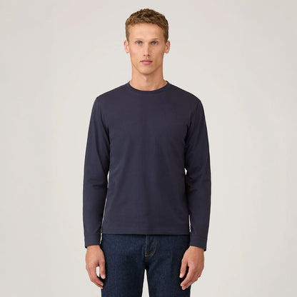 Sunspel LS Riviera T-Shirt Navy - The Sporting Lodge