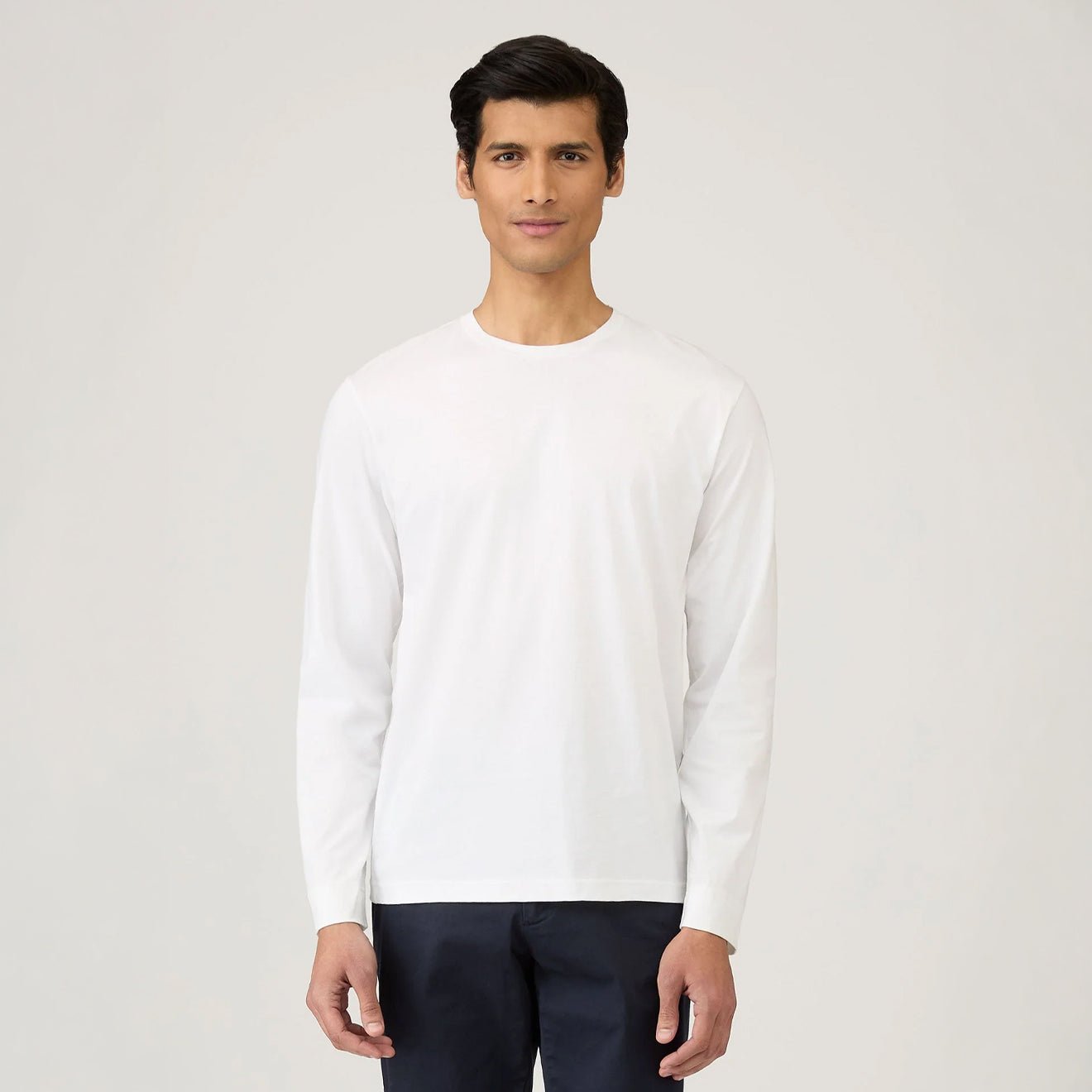 Sunspel LS Riviera T-Shirt White - The Sporting Lodge