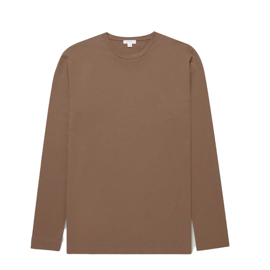 Sunspel L/S Riviera T-Shirt Bark - The Sporting Lodge