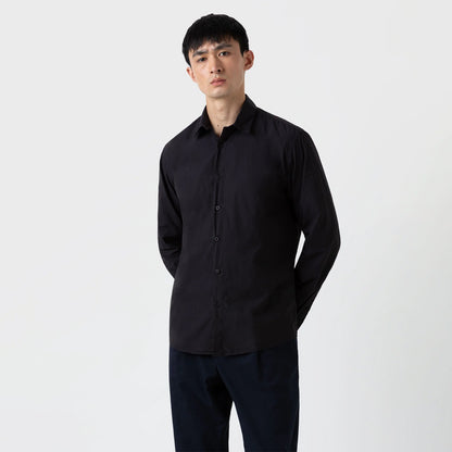 Sunspel L/S Shirt Black - The Sporting Lodge