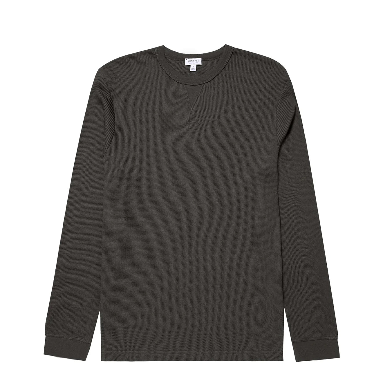 Sunspel L/S Waffle T-Shirt Drill Green - The Sporting Lodge
