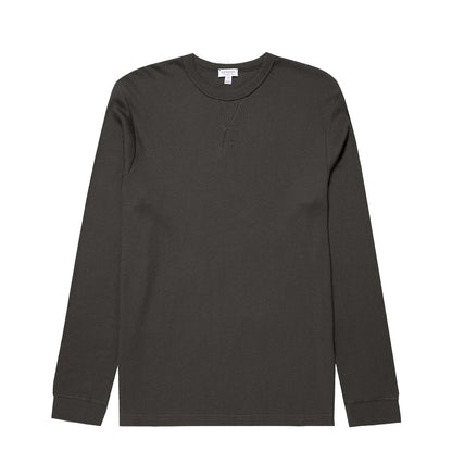 Sunspel L/S Waffle T-Shirt Drill Green - The Sporting Lodge