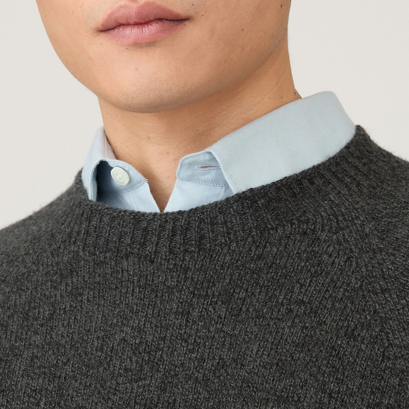 Sunspel Lambswool Crew Neck Dark Green Twist - The Sporting Lodge