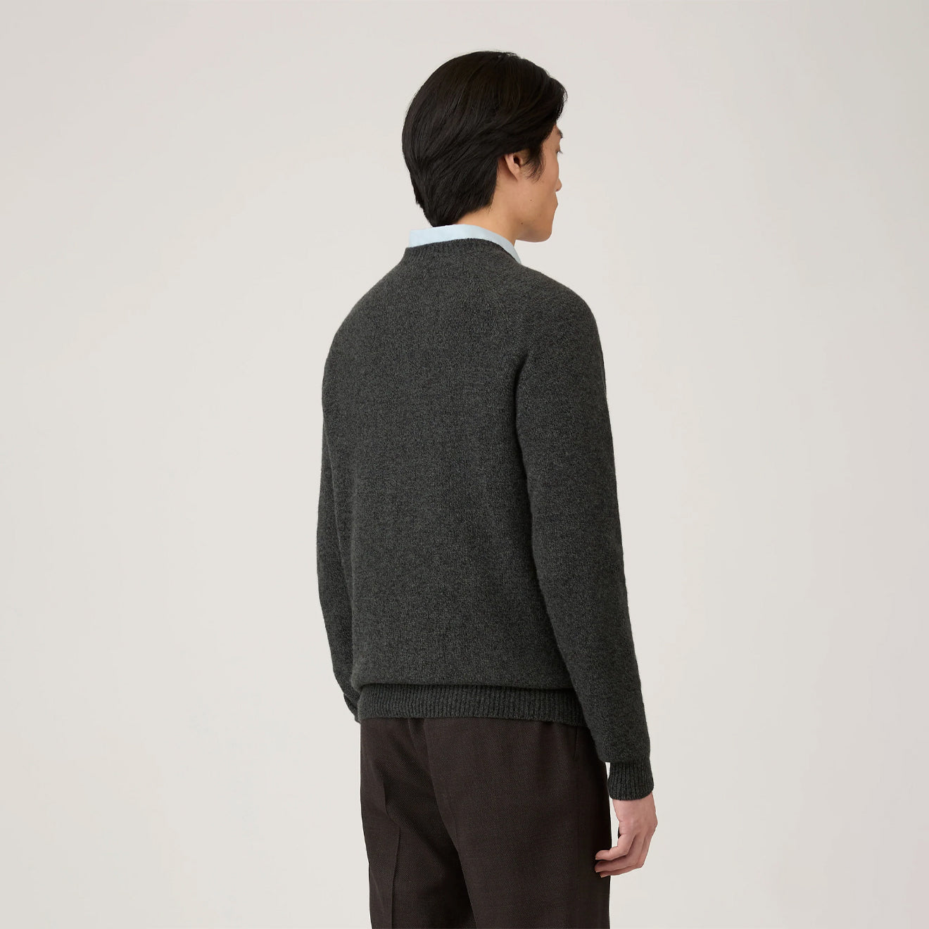 Sunspel Lambswool Crew Neck Dark Green Twist - The Sporting Lodge