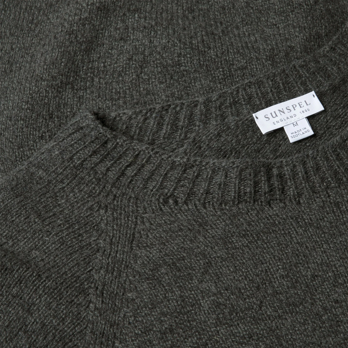 Sunspel Lambswool Crew Neck Dark Green Twist - The Sporting Lodge