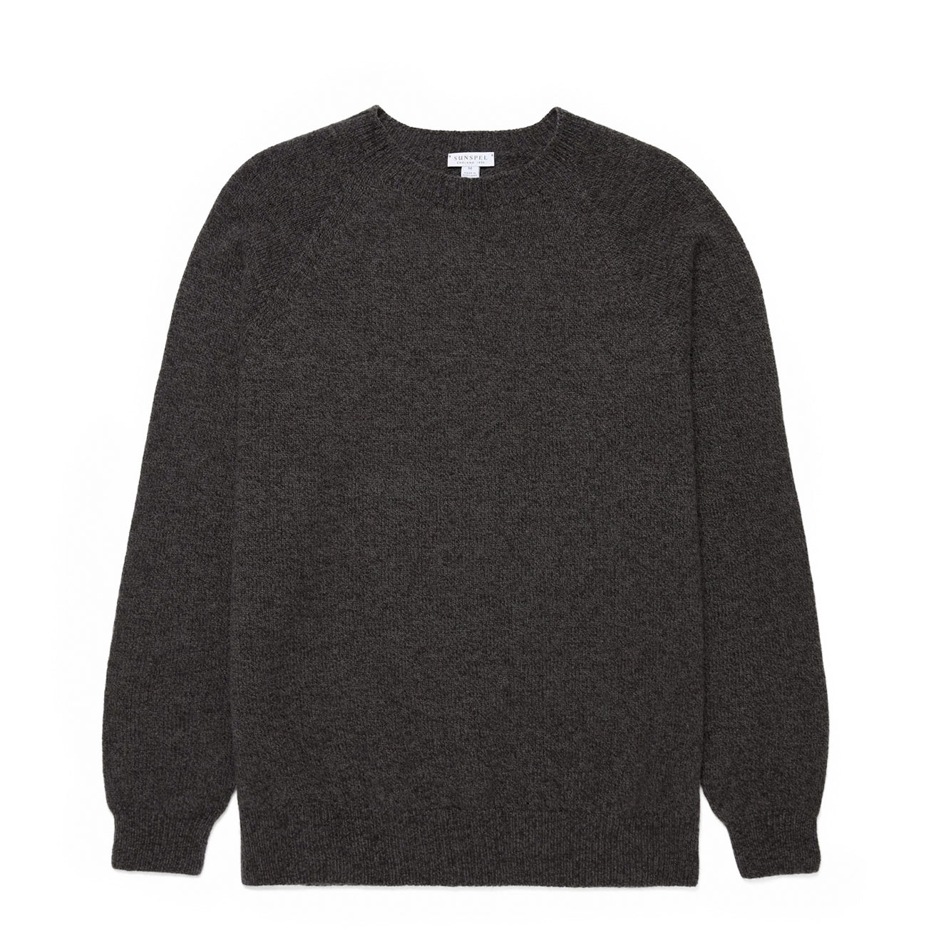 Sunspel Lambswool Crew Neck Dark Green Twist - The Sporting Lodge